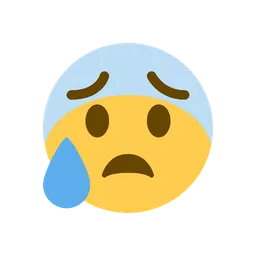 Anxious face with sweat animated emoji