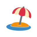 Beach with umbrella cartoon animated emoji