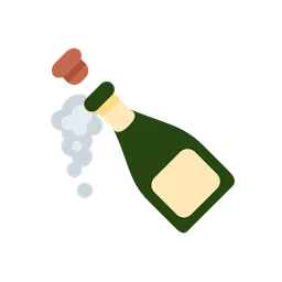 Bottle with popping cork animated emoji
