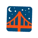 Bridge at night cartoon animated emoji