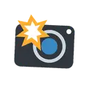 Camera with flash cartoon animated emoji