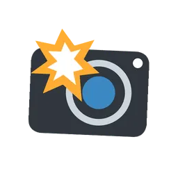 Camera with flash animated emoji