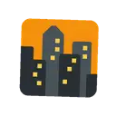 Cityscape at dusk cartoon animated emoji