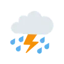 Cloud with lightning and rain cartoon animated emoji