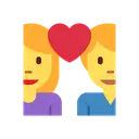 Couple with heart: woman, man cartoon animated emoji