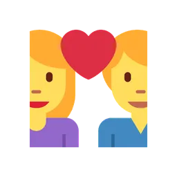 Couple with heart: woman, man animated emoji