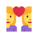 Couple with heart: woman, woman cartoon animated emoji