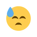 Downcast face with sweat cartoon animated emoji