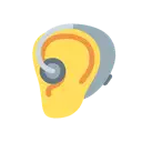 Ear with hearing aid cartoon animated emoji