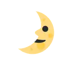 First quarter moon face cartoon animated emoji