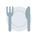 Fork and knife with plate cartoon animated emoji