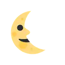 Last quarter moon face cartoon animated emoji