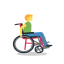 Man in manual wheelchair facing right cartoon animated emoji