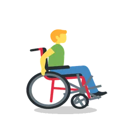 Man in manual wheelchair facing right animated emoji