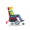 Man in motorized wheelchair facing right cartoon animated emoji
