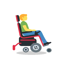Man in motorized wheelchair facing right animated emoji