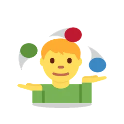 Man juggling animated emoji