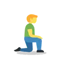 Man kneeling facing right cartoon animated emoji