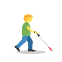 Man with white cane facing right cartoon animated emoji