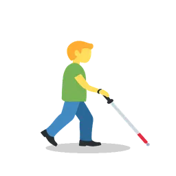 Man with white cane facing right animated emoji