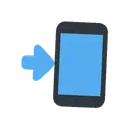 Mobile phone with arrow cartoon animated emoji