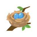 Nest with eggs cartoon animated emoji