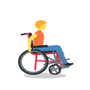 Person in manual wheelchair facing right cartoon animated emoji