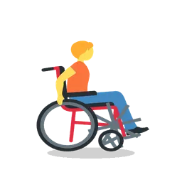 Person in manual wheelchair facing right animated emoji