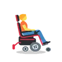 Person in motorized wheelchair facing right cartoon animated emoji