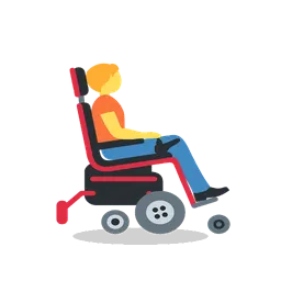 Person in motorized wheelchair facing right animated emoji