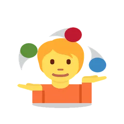 Person juggling animated emoji