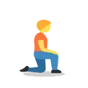 Person kneeling facing right cartoon animated emoji
