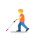 Person with white cane cartoon animated emoji