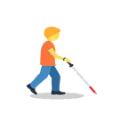 Person with white cane facing right cartoon animated emoji