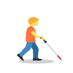 Person with white cane facing right animated emoji