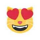 Smiling cat with heart-eyes cartoon animated emoji