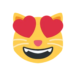 Smiling cat with heart-eyes animated emoji