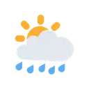 Sun behind rain cloud cartoon animated emoji