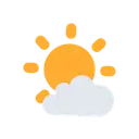 Sun behind small cloud cartoon animated emoji