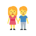 Woman and man holding hands cartoon animated emoji