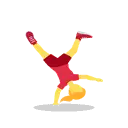 Woman cartwheeling cartoon animated emoji
