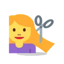 Woman getting haircut cartoon animated emoji