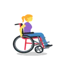 Woman in manual wheelchair facing right cartoon animated emoji