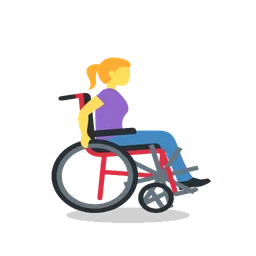 Woman in manual wheelchair facing right animated emoji