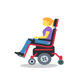 Woman in motorized wheelchair animated emoji