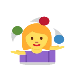 Woman juggling animated emoji