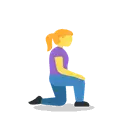 Woman kneeling facing right cartoon animated emoji