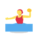 Woman playing water polo cartoon animated emoji