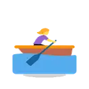 Woman rowing boat cartoon animated emoji