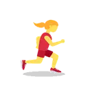 Woman running facing right cartoon animated emoji
